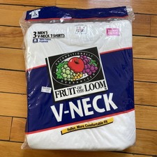 VTG Fruit of The Loom 3 Pack V Neck T Shirts Mens XL White 100 Cotton 1996 NOS