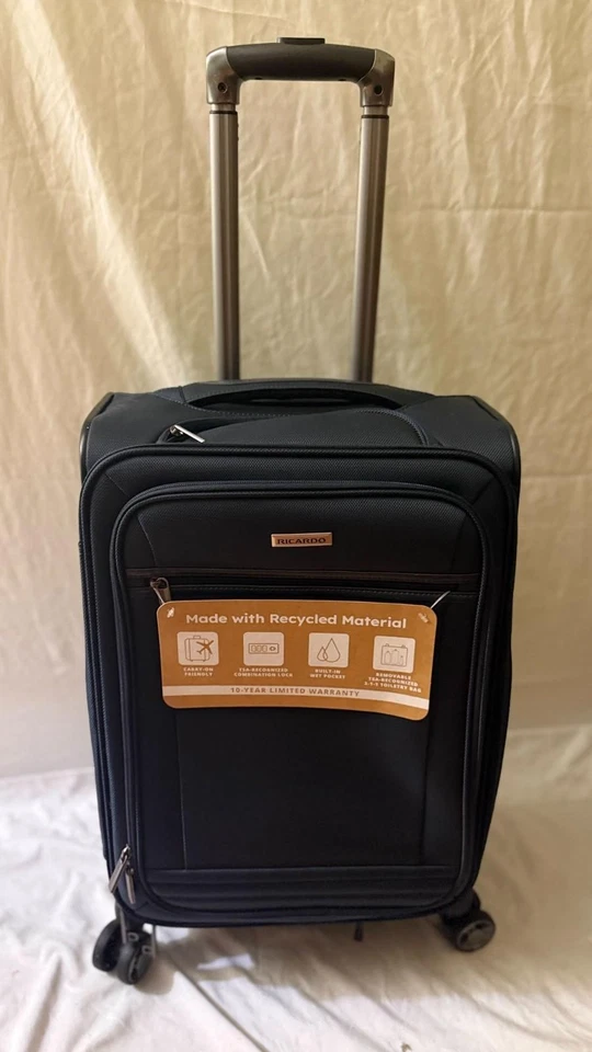 Ricardo Avalon Soft 20" Carry-on Spinner Suitcase Strom Blue Luggage TSA Lock - Image 4 of 4