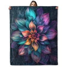 Colorful Flower Throw Blanket 50x60 Inch Cozy Flannel Fuzzy Warm Room Decor
