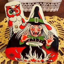 NMINT SCARCE Vintage Halloween Tin Litho Ratchet Noisemaker Toy US Metal 1960s!!