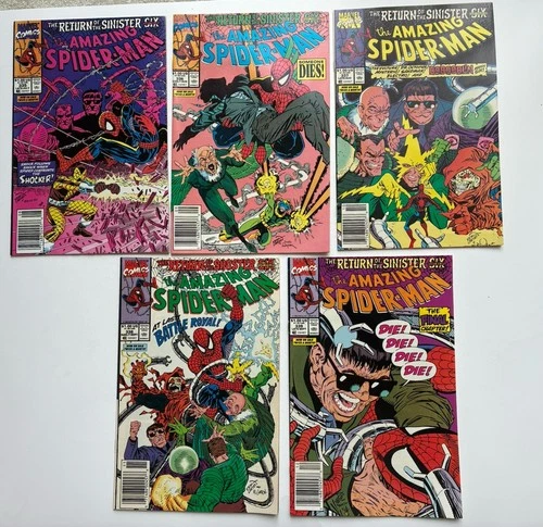 Amazing Spider-Man 335-339 Lot Return Of The Sinister Six Marvel 1990 F/VF