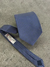 Turnbull Asser Mens Silk Tie Blue Geometric Squares 100% Silk Classic England