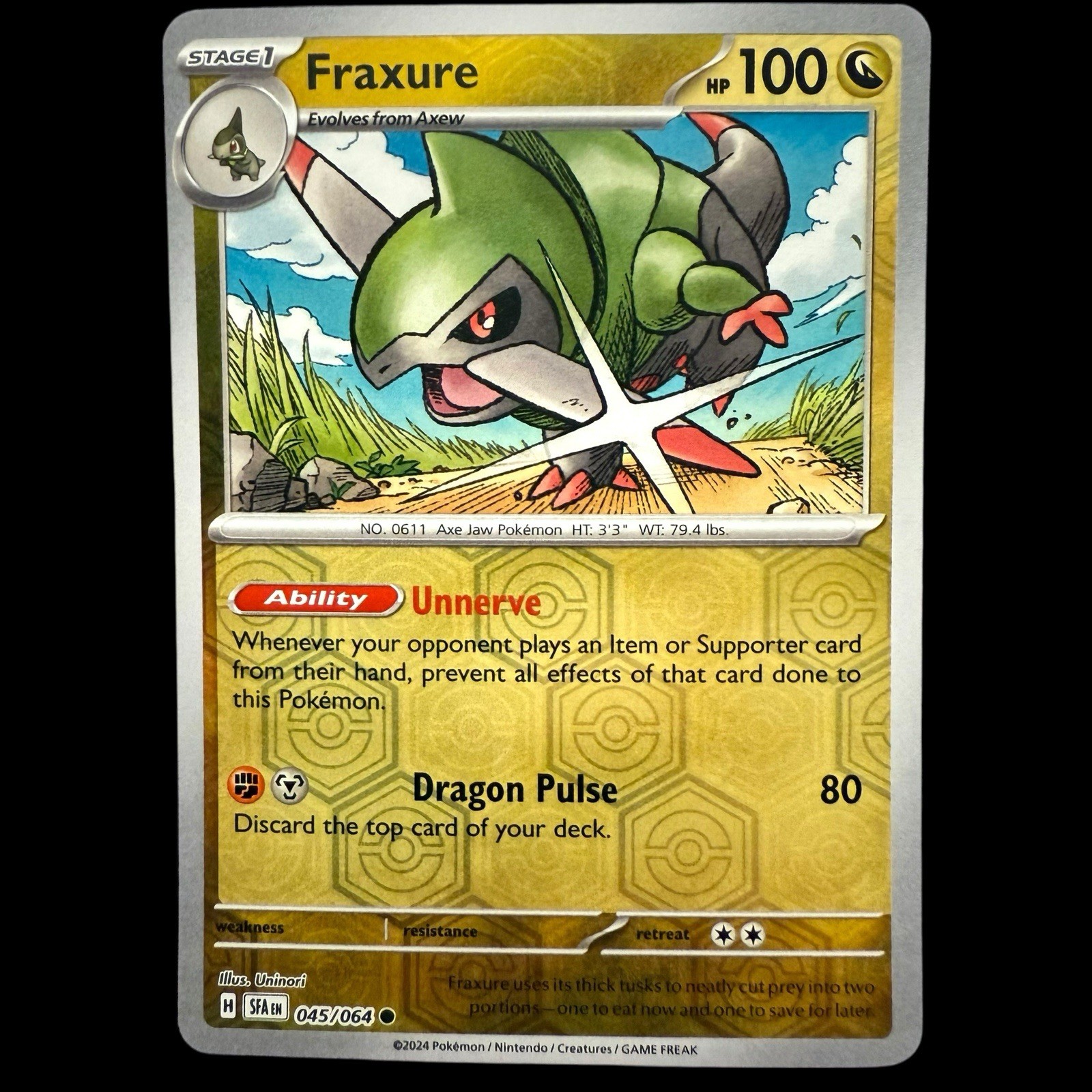 Fraxure 045/064 Sv: Shrouded Fable Reverse Holo Near Mint