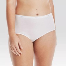 Hanes Women Size 6/M 100 Cotton Briefs Cool Comfort White Tagless 6 Pack