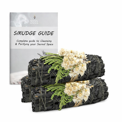 Sage Smudge Sticks 4'' Midnight Bloom Floral White Sage 3 Pack Guide