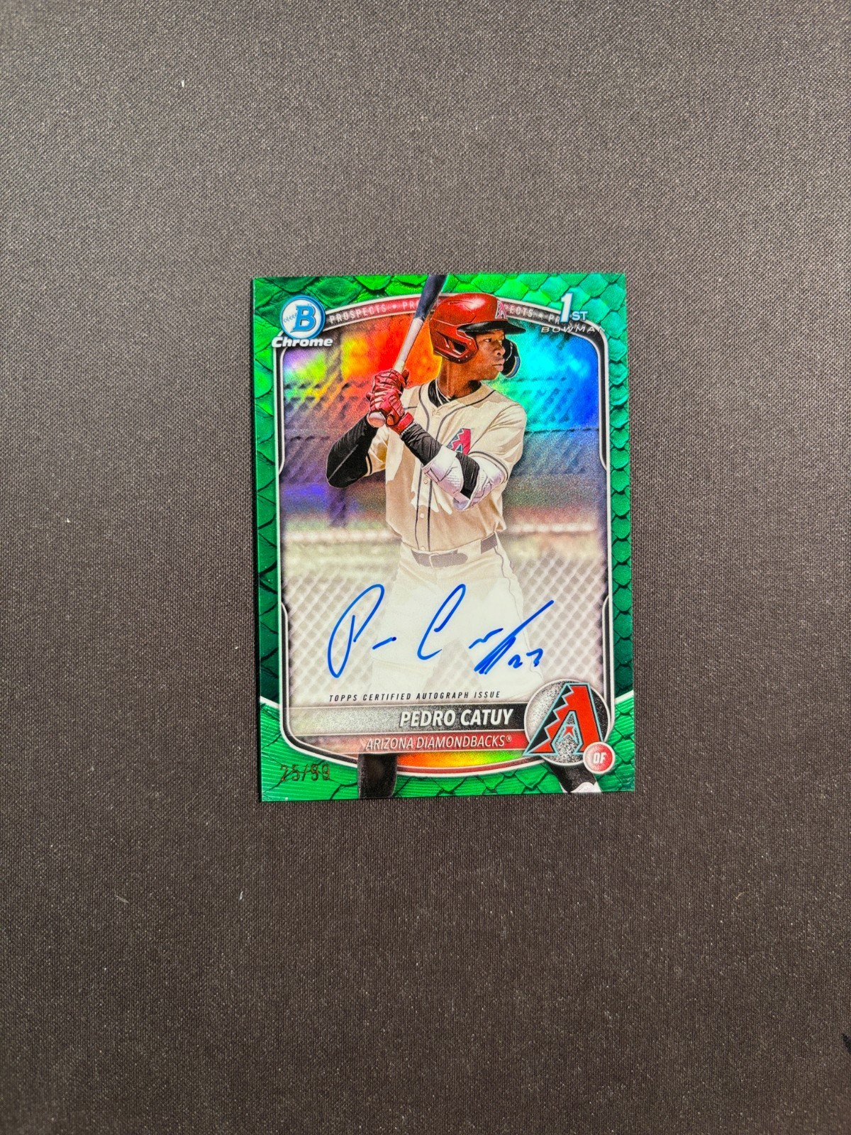 2025 Bowman Chrome #CPA-PC Pedro Catuy 1st Green Reptilian Auto 25/99 BJTT