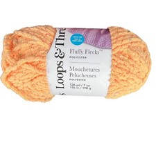 LOOPS  THREADS ORANGE Fluffy Flecks Yarn 126 Yds 7oz