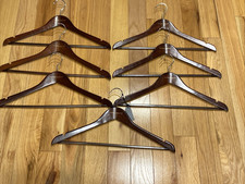 Lot of 7 Vtg LAURA ASHLEY Dark Wood Brown Wooden Clothing Hangers  EUC