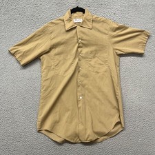 70's Shapley Vintage Shirt Mens S Brown Loop Collar Short Sleeve Button Up
