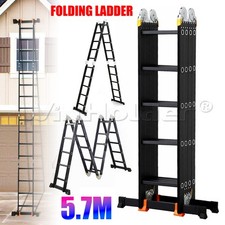 5.7M Heavy Duty Aluminum Multi Purpose Folding Step Ladder 14 way Combination UK