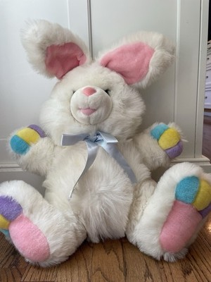 Vintage Chrisha Playful Plush Bunny Rabbit 20” White Easter Pastel
