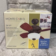New Monte Carlo 24” Roman Bronze Finish Teak Blade Ceiling Fan + Light Kit 94244