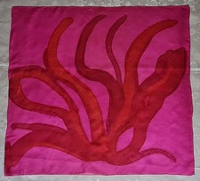 SCARF VINTAGE AUTHENTIC HAND PAINTED WATERCOLOR ART CORAL PINK SILK 35" SQUARE