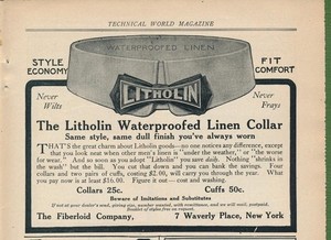 Magazine Ad - 1910 - Fiberloid Co., New York - LITHOLIN Collars