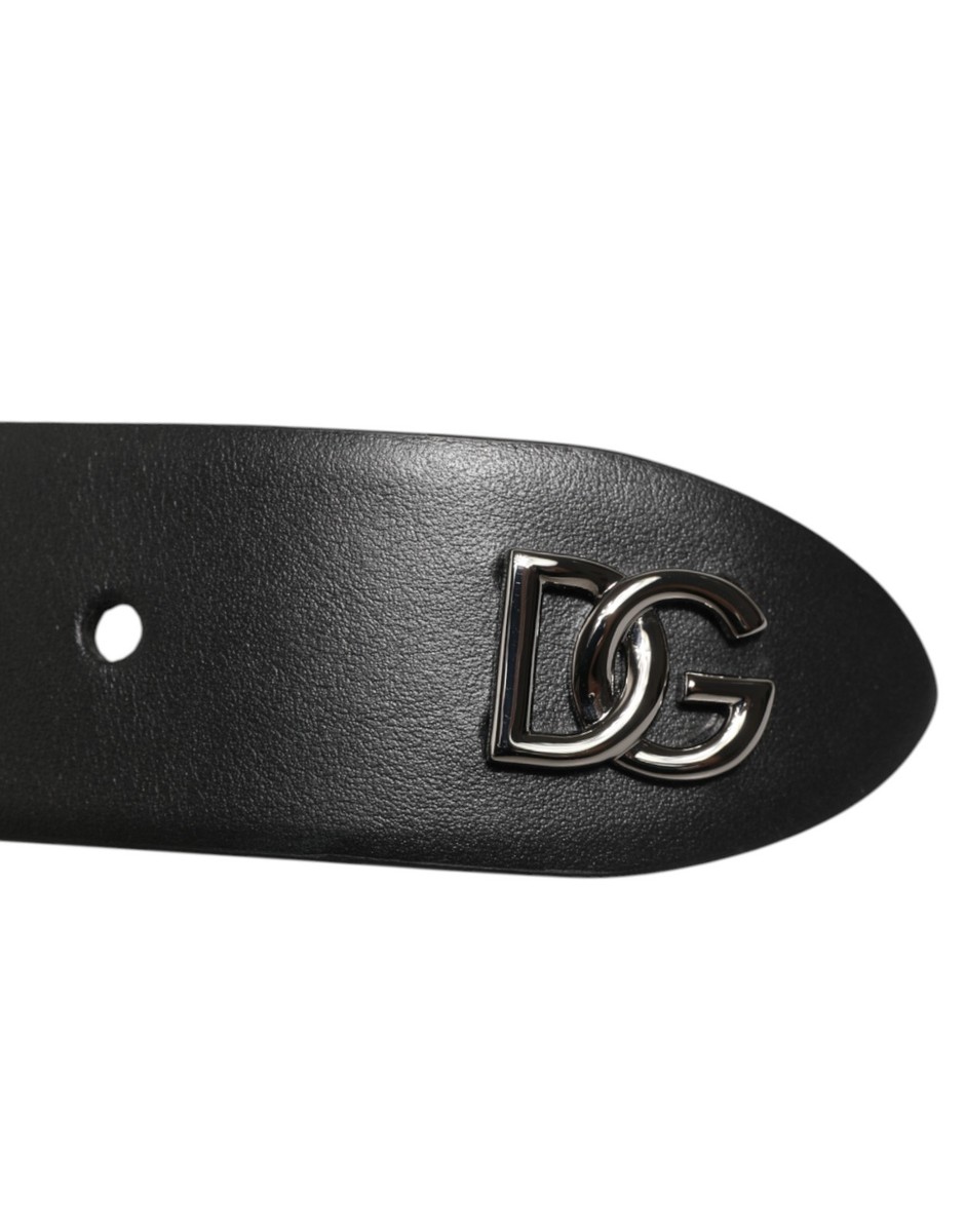 Dolce & Gabbana Studded Belt - 95cm/38 in DOLCE & GABBANA Belt Black Calf Leather Studded Silver  main image 4