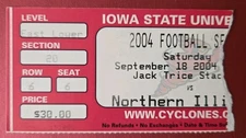 Iowa State Cyclones Northern Illinois Football Ticket 9/18 2004 Todd Blythe 3 TD
