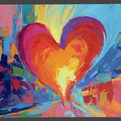 Heart Peter Max Inspired 24x24 Giclée Art Print Ltd 1/25 Signed COA Rombley V6