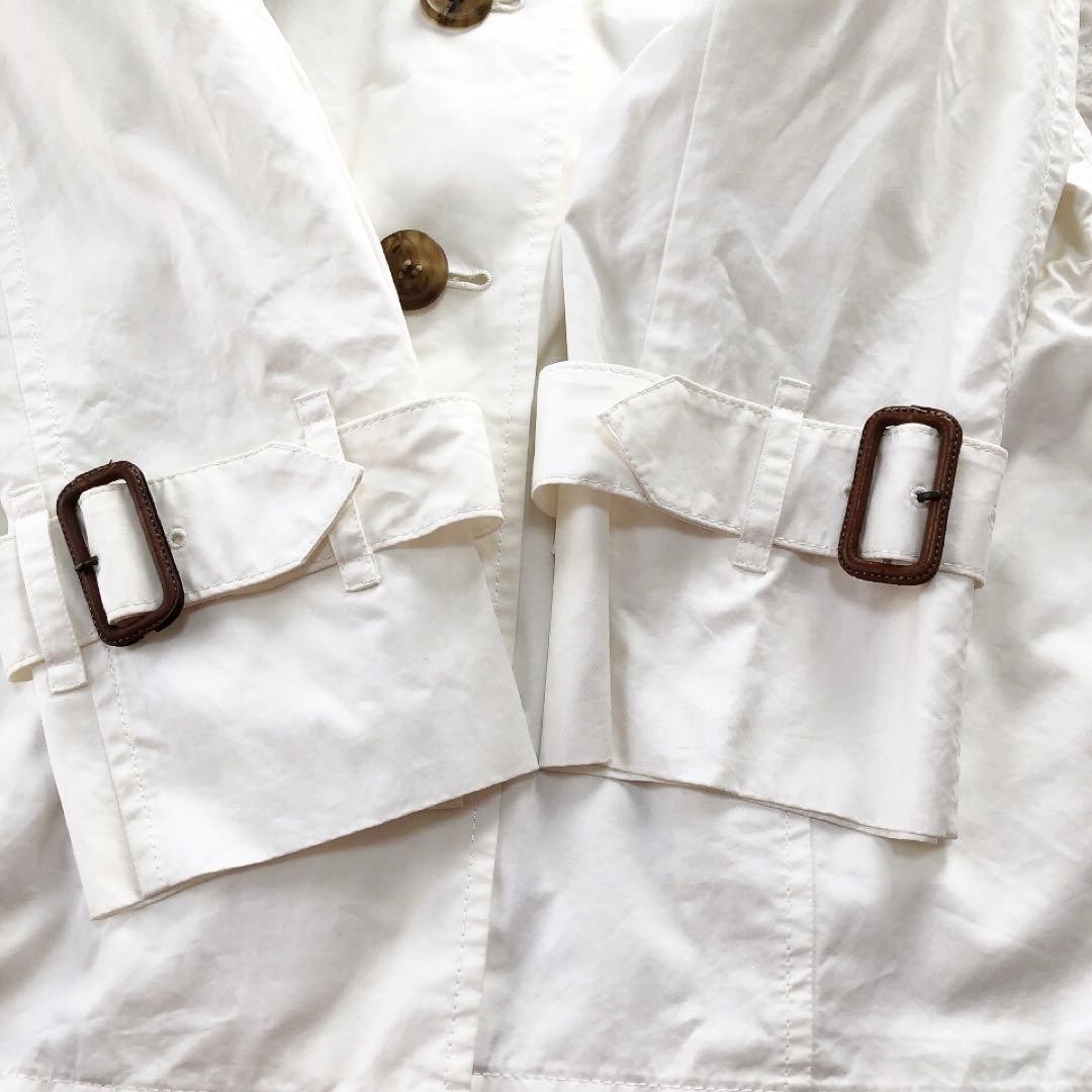 Women's Size L White Trench Coat Jacket by BURBERRY in Cotton thumbnail 4