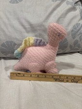 Vtg Eden Pink Dinosaur Terry Cloth Waffle Weave Thermal Stuffed Plush Rattle