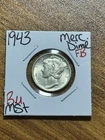 1943 P Mercury Silver Dime Gem BU Uncirculated MS+ FB Full Bands Coin (Raw14192)