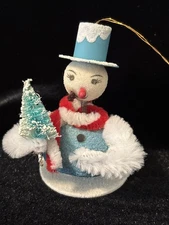 Christopher Radko SNOWMAN WIGGLE HEAD Ornament Shiny Brite BlueTree A2