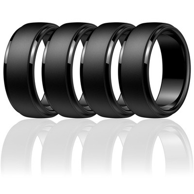 Egnaro Men's Silicone Wedding Rings: 10.5-11, SETA-Black,Black,Black,Black