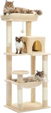 Cat Tree for Large Cats Adult with Metal Plush Big Hammock, 56.3" Cat Tower