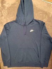 Nike Sportswear Club Fleece Pullover Hoodie Womens Medium Blue Sweater Swoosh