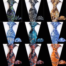 Mens Floral Jacquard Handkerchief Wide Necktie Pocket Square Necktie Set