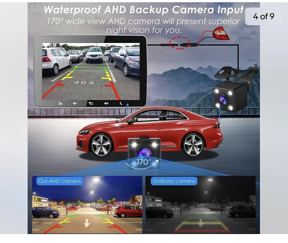 单 DIN 蓝牙 车载 立体声:9 英寸 IPS 触摸屏 音频 带 Carpla... 32G — 第 4/4 张图片