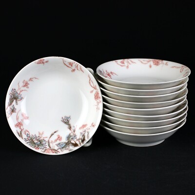 Haviland Limoges Old Carnation Blue Pink Sauce Bowls Set, Schleiger 1158 4 1/2''