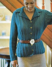 FIFTH AVENUE JACKET SWEATER 5 SIZES WOMEN'S CROCHET PATTERN INSTRUCTIONS
