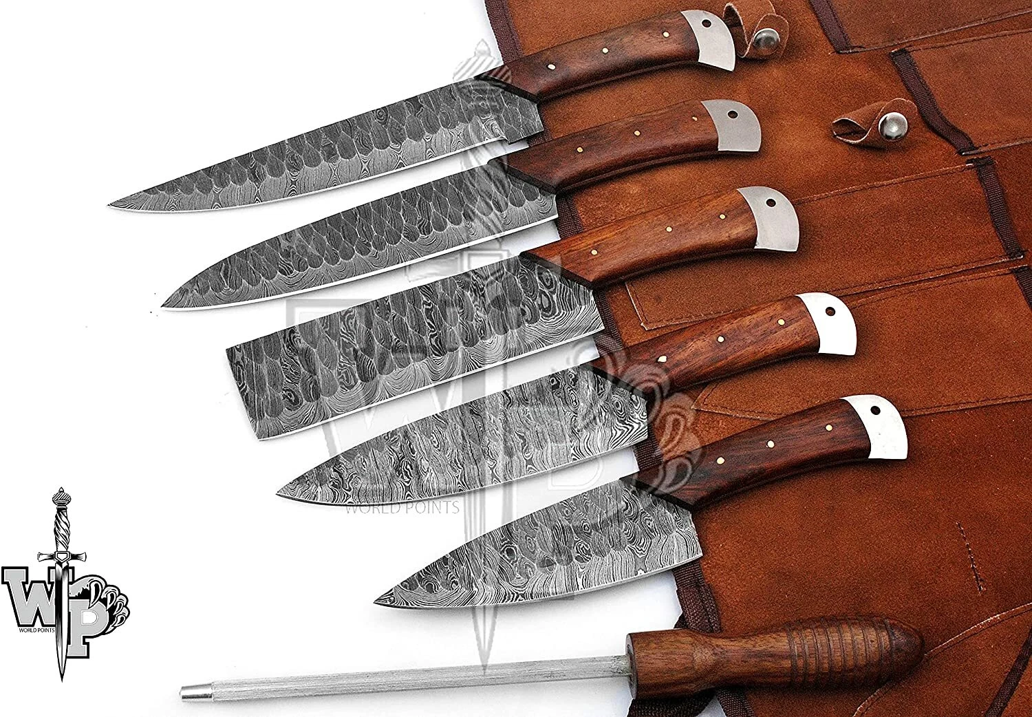 WP-Knives Custom Handmade Damascus Steel Splendid Kitchen Set Knives Lots of 6
