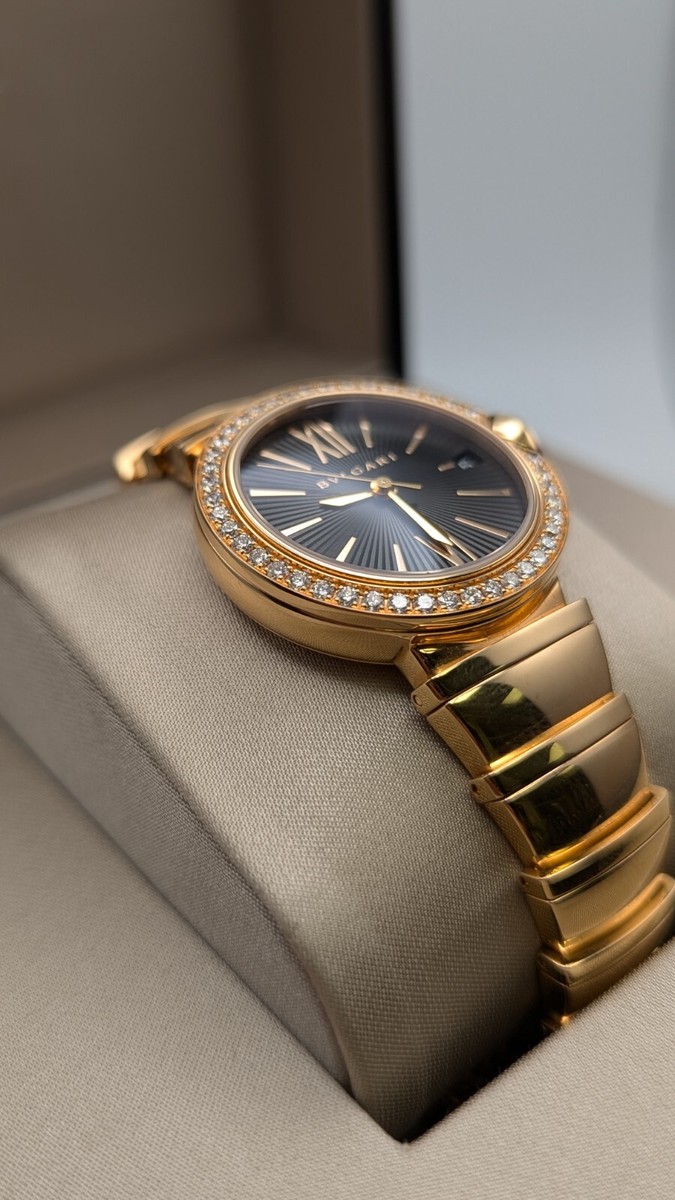 Bvlgari Lvcea 18K Rose Gold Diamond Bezel Automatic Watch - 33mm