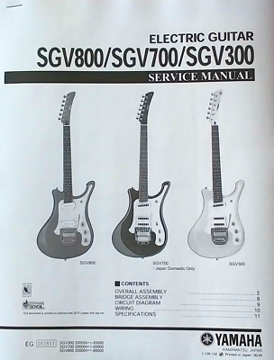 Yamaha SGV800 SGV700 SGV300 Electric Guitar Service Manual & Parts