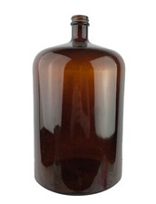Brown Amber Glass 1 Gallon Bottle Narrow Neck Threaded Top No Handle Jug 11"
