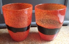 Vaso vetro di Murano Ca Dei Vetrai 1970 Arancione fascia nera vintage