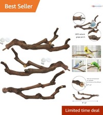 Wood Parrot Perch 9in Chewable Stand Natural Grapevine Toy for Small Birds 3PCS