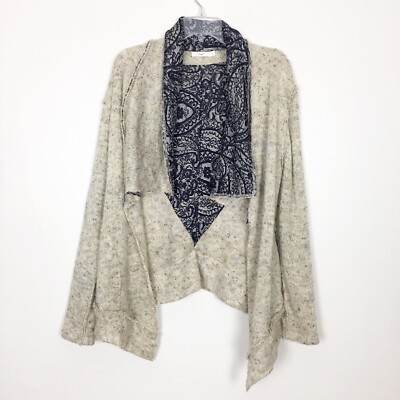 Hazel Sweater Womens Small Cardigan Open Cascade Front Pockets Lagenlook Drapey