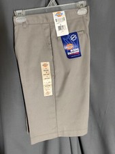 dickies boys silver gray twill straight leg relaxed fit 11  shorts size 20 new