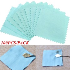 100Pcs Jewelry Cleaning Polishing Cloth Silver Gold Brass Cleaner Restore Shine