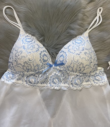NWT LINEA DONATELLA Ivory Lingerie Set Small $58 Bridal Babydoll Chemise + Thong - Picture 2 of 10