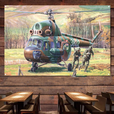 Mi-2T Commandos Transport Helicopter Poster Tapestry Wall Decor Banner Flag