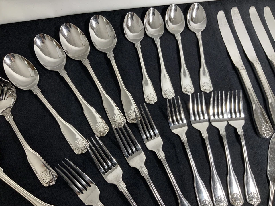 1847 Rogers ROYAL SHELL International Silver Plate Korea 25 Pc Foto 4 de 4