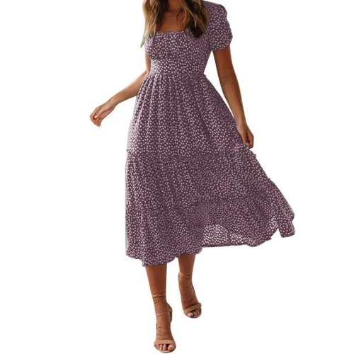 Langes Maxi-Strandkleid Damen Sommer Boho Damen Abend Party Blumen Sommerkleid - Bild 12 von 17