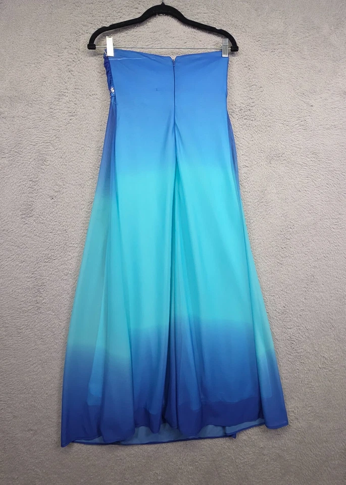 Vestido de graduación vintage Deb para mujer 4 Y2K azul ombre Y2K adornado vestido glamuroso elegante Foto 4 de 4