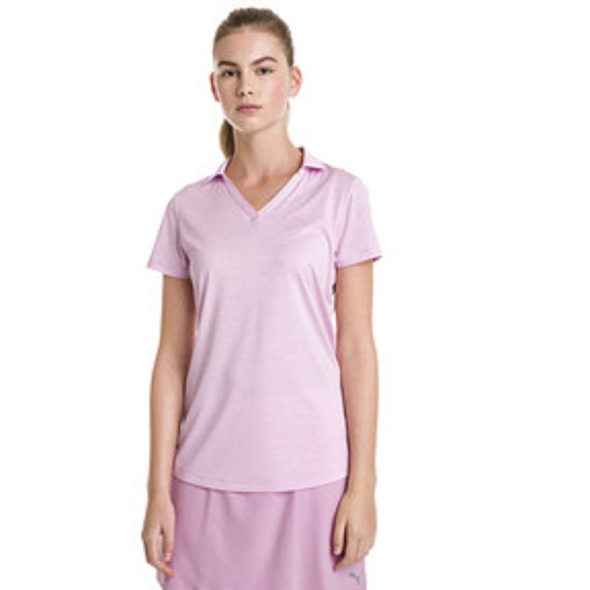NWT PUMA Women's Super Soft Golf Polo Pale Pink Heather XL Free Shipping