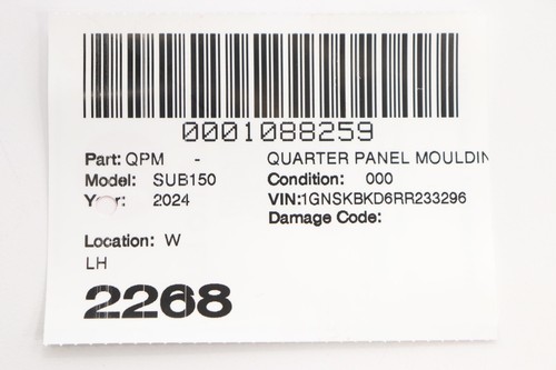 2021 -2024 CHEVROLET SUBURBAN REAR LEFT SIDE QUARTER PANEL MOLDING OEM BLACK_GBA - Picture 10 of 10