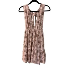 House of Harlow 1960 Sz XS Floral Tie-Back Mini Dress Pink Cottagecore Sundress