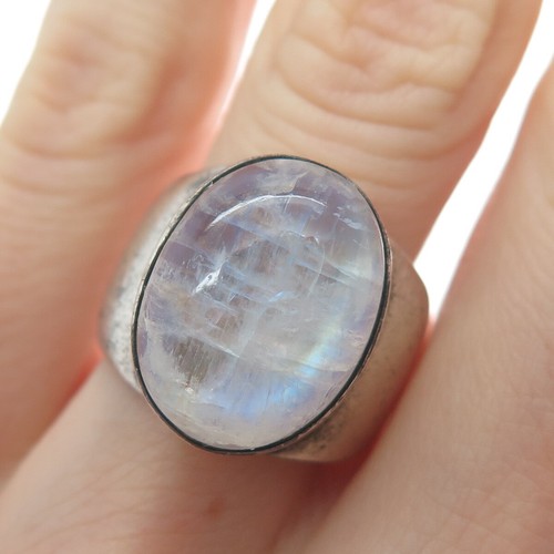 Nicky Butler 925 Sterling Silber Vintage Echt Cabochon Mondstein Ring Größe 6,25